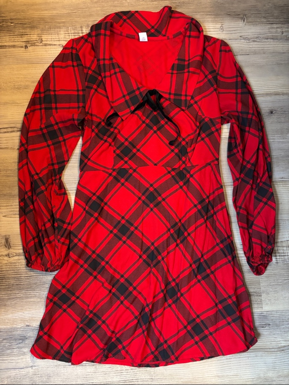 Old Navy Red and Black Plaid Shirt Dress